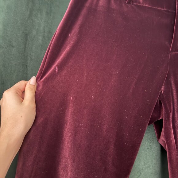Alice + Olivia Merlot Burgundy Velvet Velour Ankle Pants MSRP $285 Size 4 Small - Picture 9 of 10